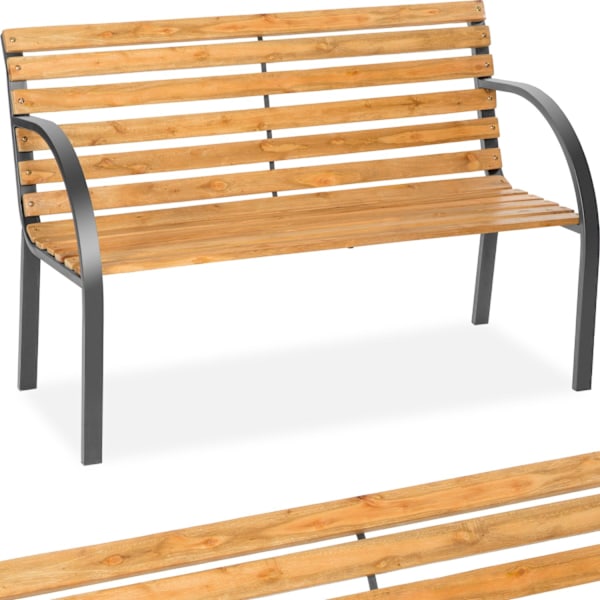 tectake Klassisk havebænk i træ 119,5x62x83cm Brown