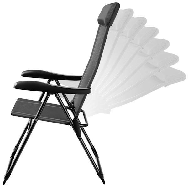 tectake Foldbar campingstol Müritz med hovedpude - Sæt med 2 stk. Sæt med 2 stk. Graphite grey
