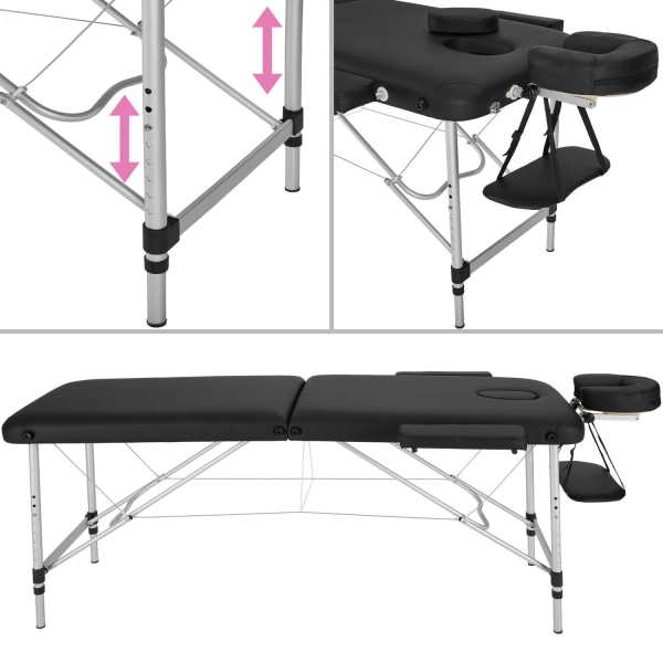 tectake Massagebriks i aluminium med 2 zoner, polstring + taske -  sort Black