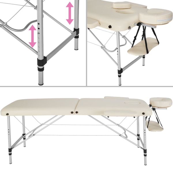 tectake Massagebriks i aluminium med 2 zoner, polstring + taske -  beige Beige