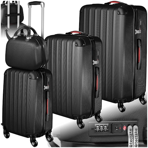 tectake Kuffertsæt Pucci 4 dele -  sort Black