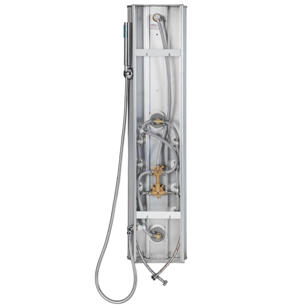 tectake Brusesæt med 10 massagedyser og glasfront aluminium Silver