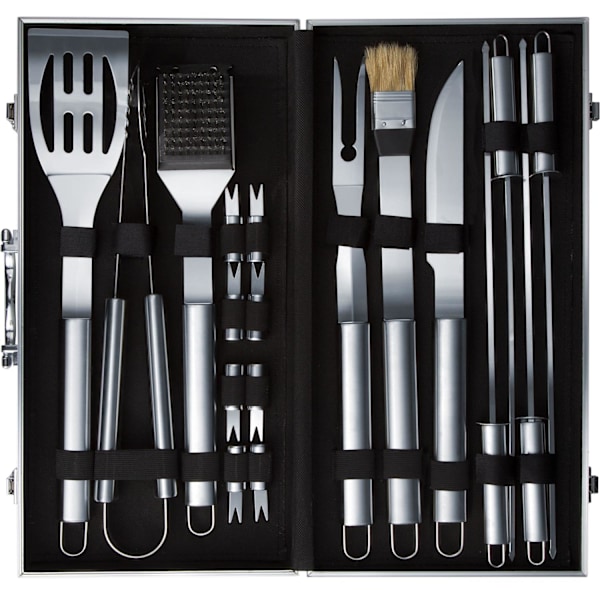tectake Grillbestik 18 dele rustfrit stål Grey