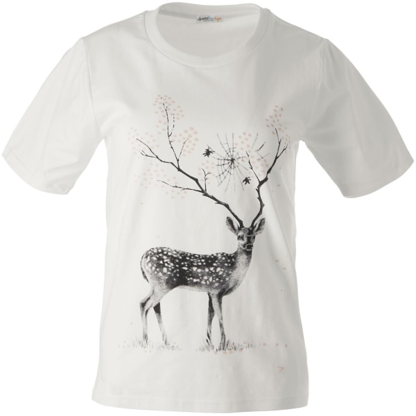 tectake T-Shirt med print blomster hjorte White XL