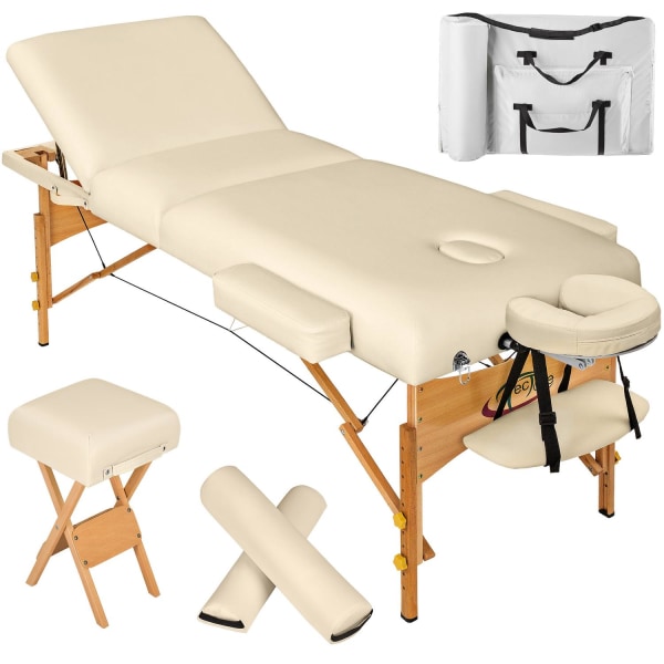 tectake Massagebriks med 3 zoner 10cm polstring + ruller + skamm Beige