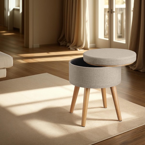 tectake Polstret skammel med opbevaring Yara -  sand Sand