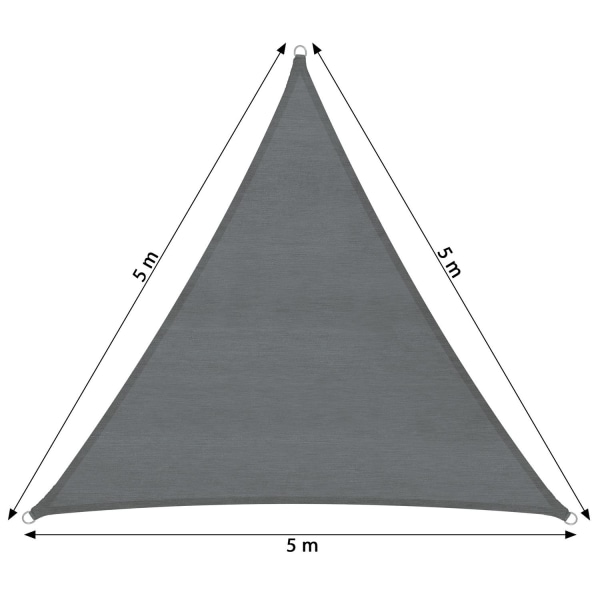 tectake Solsejl trekantet, grå - 500 x 500 x 500 cm 500 x 500 x Grey