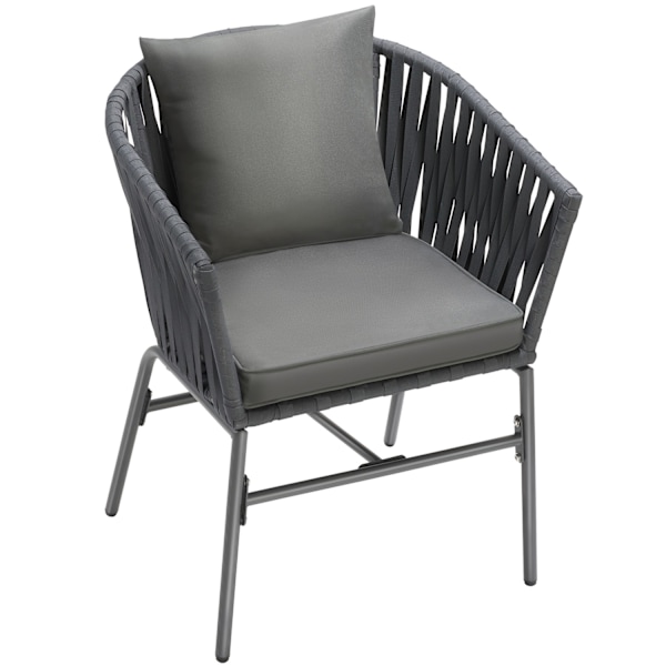 tectake Havestole Valeiras i rebdesign, 60x61x77cm - Sæt med 2 stk. Sæt med 2 stk. mørkegrå/mørkegrå