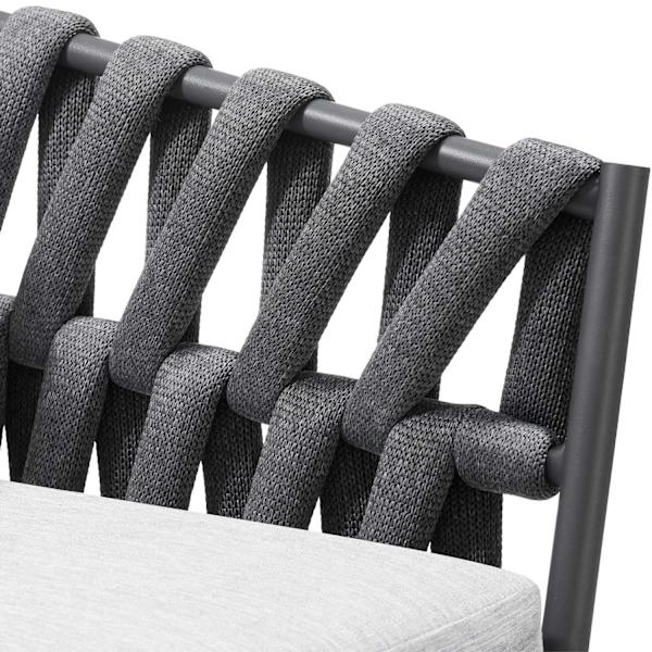 tectake Stol Lugano, sæt med 2 stk., i reb-design med aluminiumsstel Graphite grey