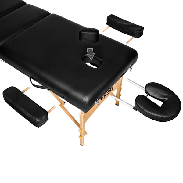 tectake Massagebriks med 3 zoner 10cm polstring + ruller + træstel -  sort Black