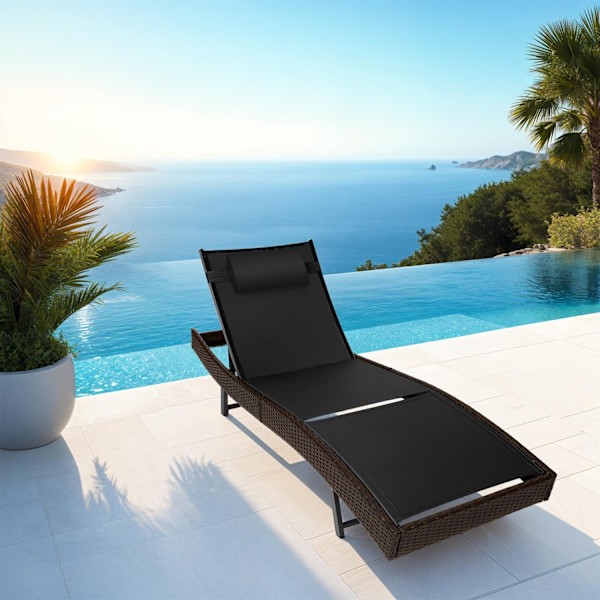 tectake Polyrattan solseng Moana -  brunmeleret Brown