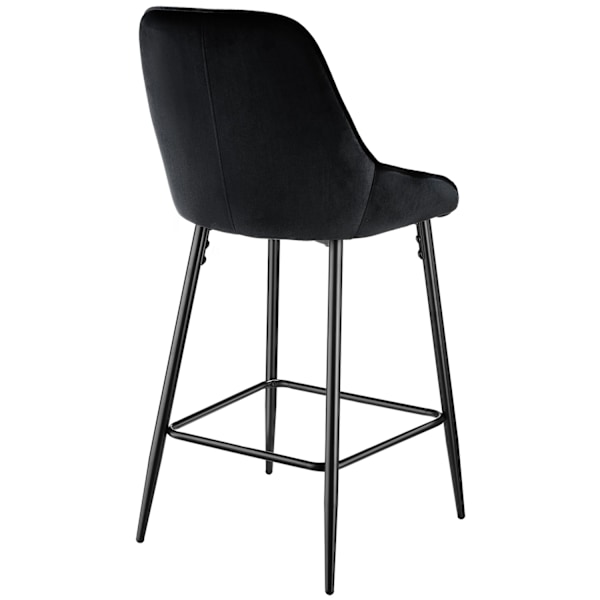 Barstol Siera med rygstøtte - Velour sort/sort,Sæt med 6 stk. Velour sort/sort