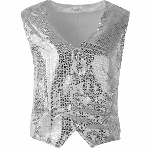 tectake Paillet vest herrer sølv Silver M