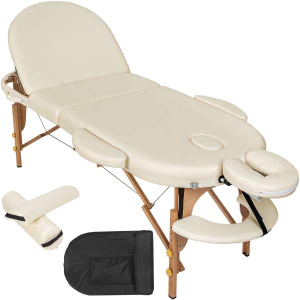 tectake Massagebriks oval med 3 zoner, 5cm polstring + ruller - Beige