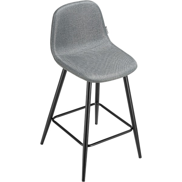 Barstol Willow med ryglæn, polstret - Sæt med 4 stk. Dark grey