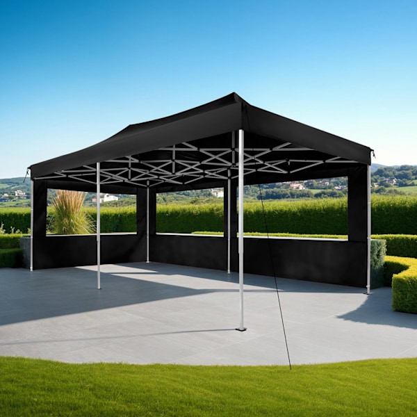 tectake Easy up pavillon Viola 3x6 m med 4 sidestykker -  sort Black