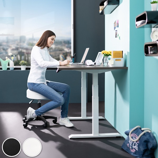 tectake Taburet med hjul -  sort Black