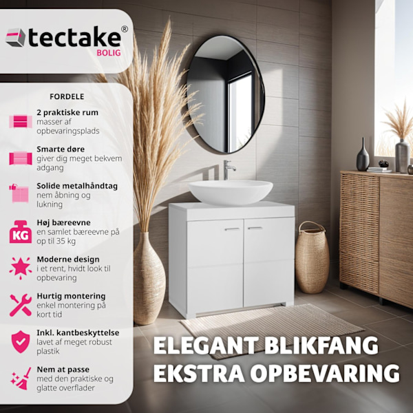 tectake Badeværelsesskab Idris, 2 rum, belastning 35 kg White