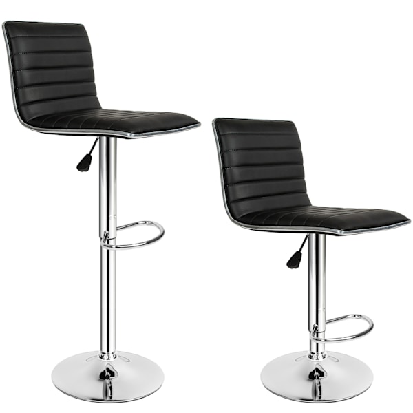 tectake Barstole, sæt med 2 stk., i kunstlæder og krom 60-81cm Black