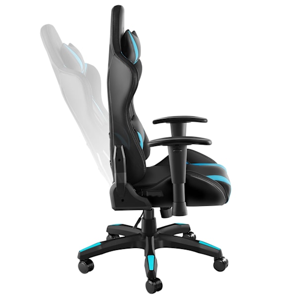tectake Gamerstol Tartaros, LED, massagefunktion -  sort/azur Azure