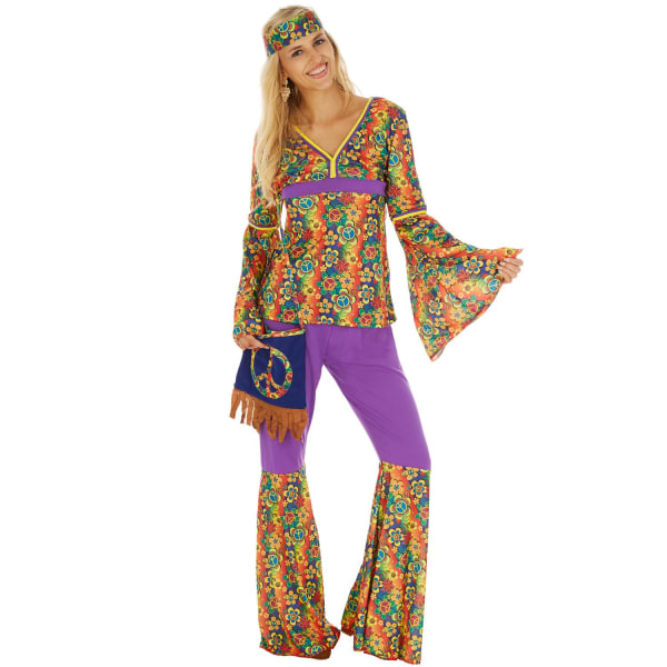 tectake Sød Hippie 70'er kostume MultiColor M