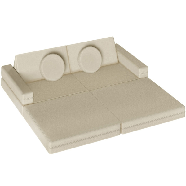 tectake Børnesofa Lilly, 8-delt, med sovefunktion - 160 cm Beige