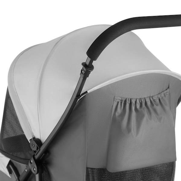 tectake Hundeklapvogn Eddy, sammenklappelig, affjedret, 2 sikkerhedsseler Light grey