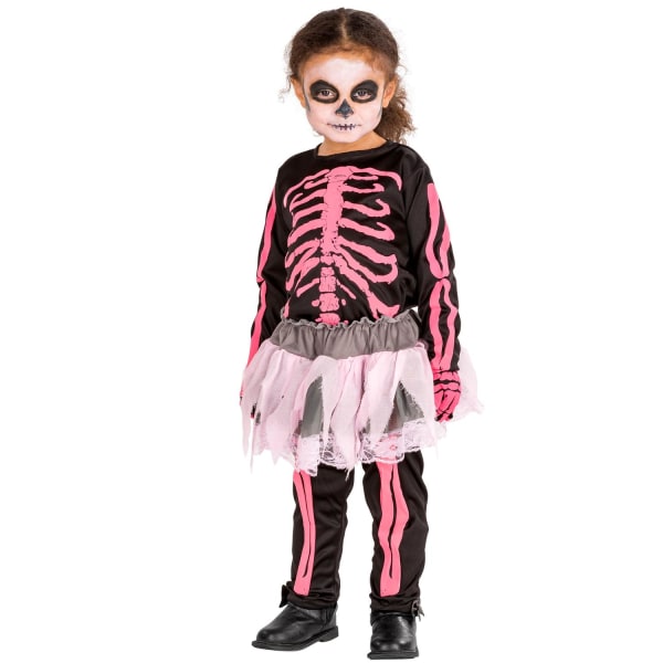tectake Pink skelet børnekostume Halloween Pink 140 (10-12y)
