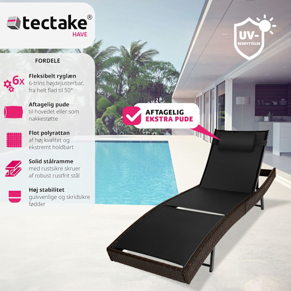 tectake Polyrattan solseng Moana -  brunmeleret Brown
