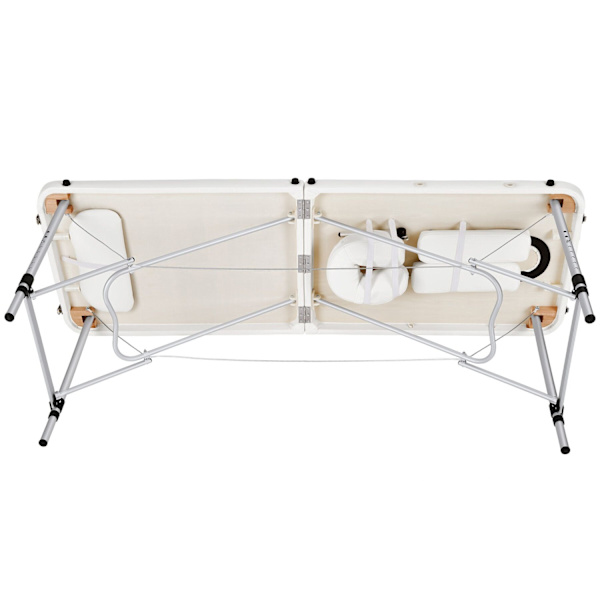 tectake Massagebriks med 2 zoner, polstring, massageruller og aluminiumsstel -  hvid White
