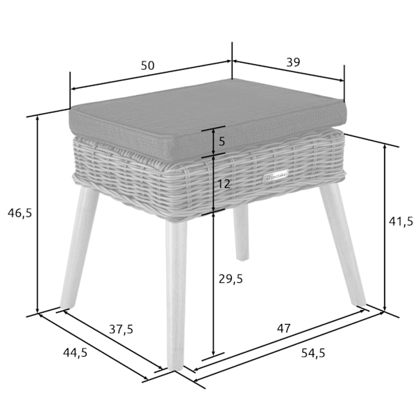 tectake Polyrattan fodskammel Vibo 150kg -  grå Grey