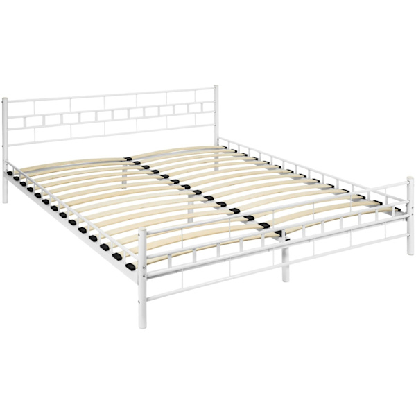 tectake Sengeramme med lameller - 200 x 180 cm White one size