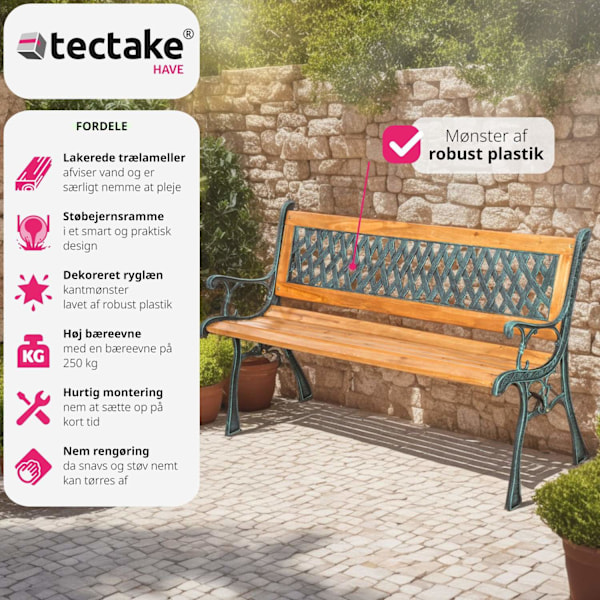 tectake Havebænk Tamara 128x51x73cm Brown
