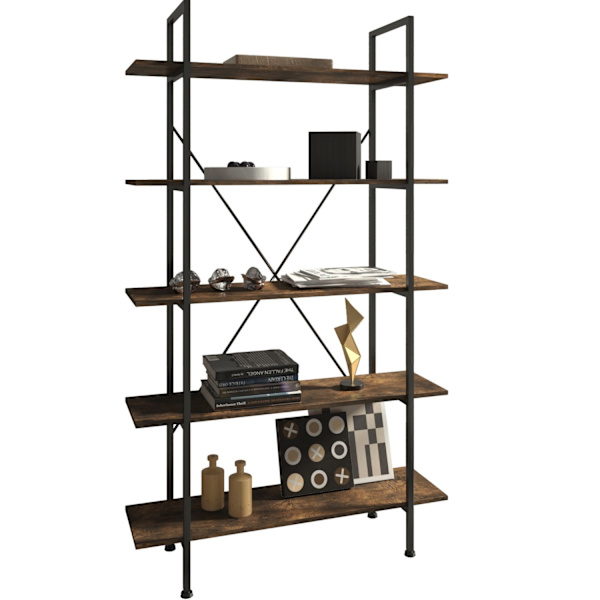 tectake Reol Glasgow 106 x 34,5 x 179,5 cm -  Industrielt mørkt træ, rustikt Dark brown