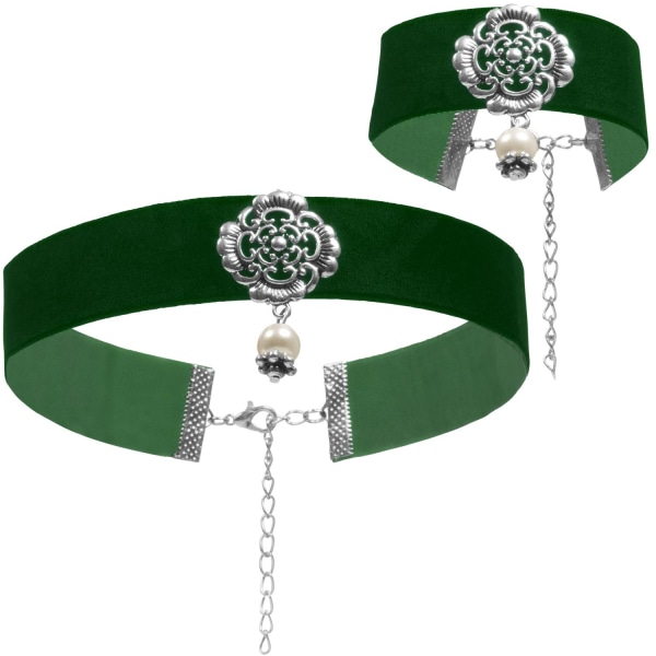tectake Halskæde og armbånd sølvskov -  grøn Green one size