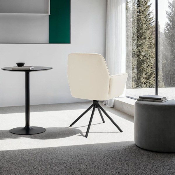 Stol Lenia, polstret - Velour creme/sort,Sæt med 6 stk. Velour creme/sort