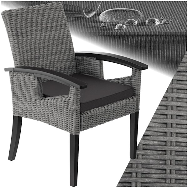 tectake Polyrattan havestol Rosarno -  grå Grey