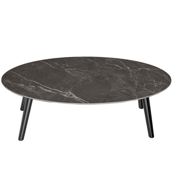 tectake Ovalt sofabord Acerra, marmorlook 100x50x34,5 cm -  sort Black