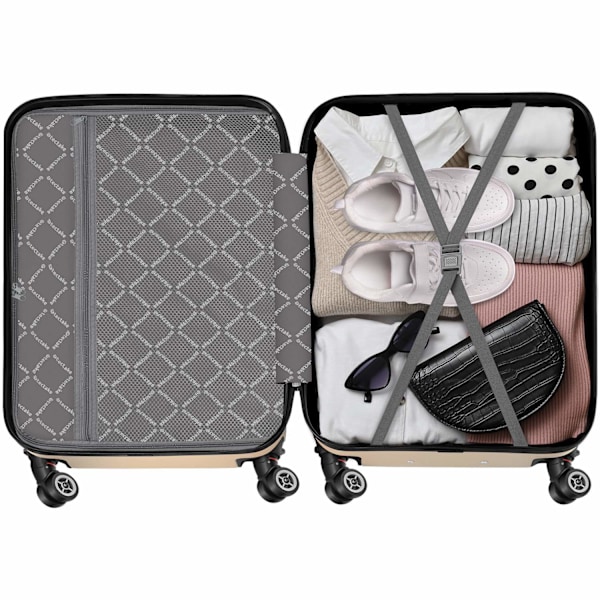 tectake Kuffertsæt 3-dele hardcase -  champagnefarvet Champagne one size