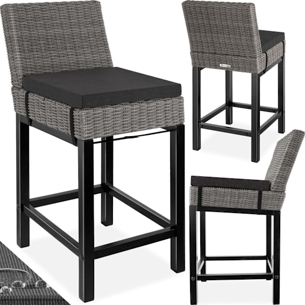 tectake Barstol Latinan i polyrattan -  grå Grey