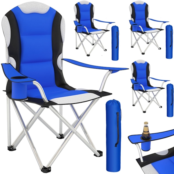 tectake Polstret campingstol -  blå Blue