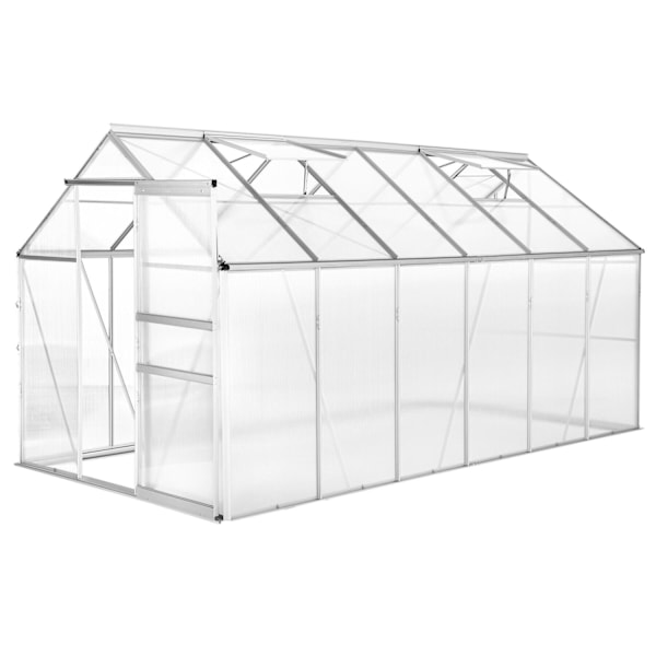 tectake Drivhus af aluminium, UV-bestandig, 185x375x195cm Transparent
