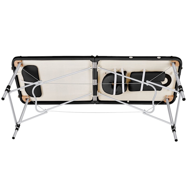 tectake Massagebriks med 2 zoner, polstring, massageruller og aluminiumsstel -  sort Black
