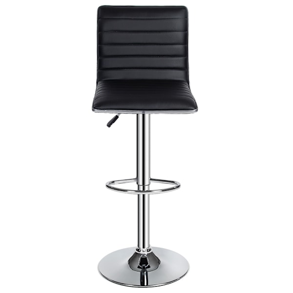 tectake Barstole, sæt med 2 stk., i kunstlæder og krom 60-81cm Black