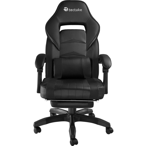 tectake Gamer stol Comodo med fodstøtte -  sort/sort Black