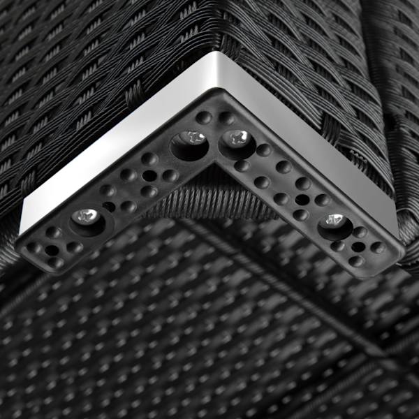 tectake Polyrattan puf med hynde -  sort/grå Grey
