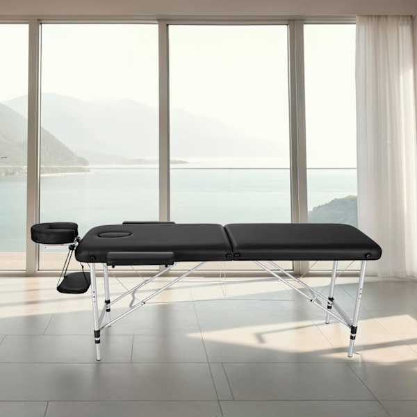 tectake Massagebriks med 2 zoner, polstring, massageruller og aluminiumsstel -  sort Black