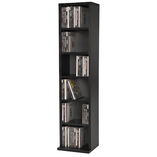 tectake Reol med 6 hylder til 102 CD'er 90x21x20cm -  sort Black