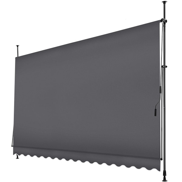 tectake Markise med håndsving, højdejusterbar - 400 x 180 cm Grey
