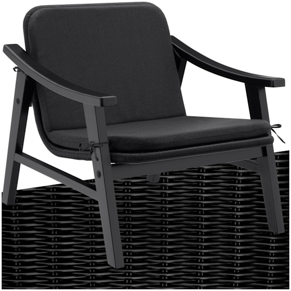 tectake Polyrattan havestol Treviso, træramme og polstring -  sort Black